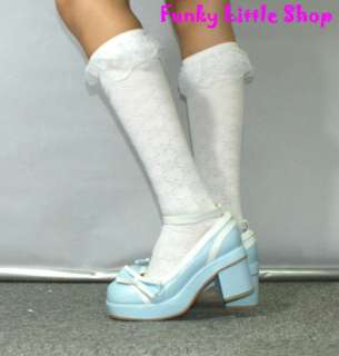 Blue Sweet lolita dolly high heels shoes US 5.5   10.5  