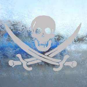  PIRATE Gray Decal JOLLY ROGER FLAG BUCCANEER Car Gray 