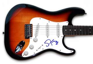   sized sunburst squier by fender electric guitar hand signed by singer