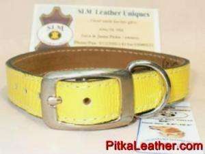 Leather Collar Yellow Designer, 5/8 Small Dog, Cat  