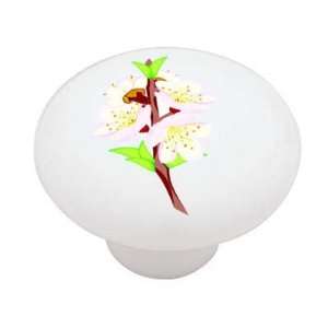 Apricot Flower Decorative High Gloss Ceramic Drawer Knob 