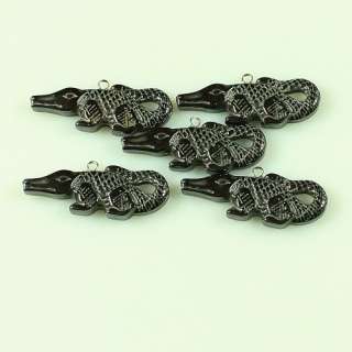 61167 Five Carved iron stone crocodile pendant  