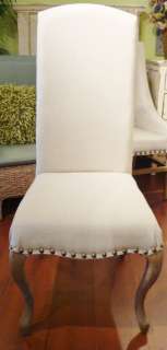 Upholstered Curved Leg Dining Chair Pottery Woven Fabric  