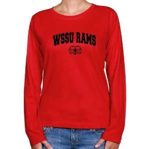  Winston Salem State Rams Ladies Red Logo Arch Long Sleeve 