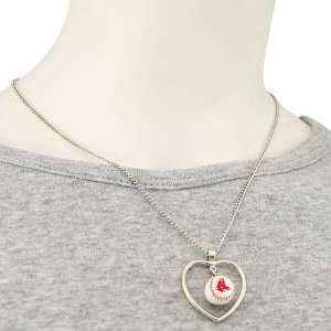 MLB Boston Red Sox 3D Baseball Heart Pendant Necklace:  