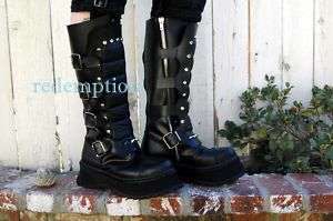 Demonia Platform Spike Metal Biker Warrior Steel Toe Rivet Knee Boots 