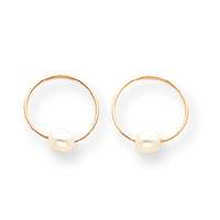 New 14k Gold Endless Hoop with Cultured Pearl Earrings  