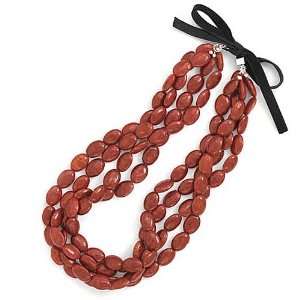  18 Inch 4 Strand Red Oval Sponge Coral Bead Necklace: West 