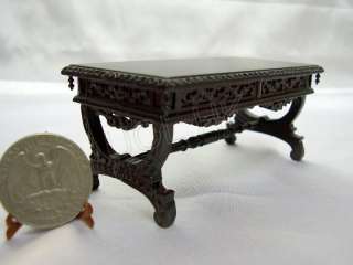 Carved Coffee Table Finished in Mahogany For DollHouse  