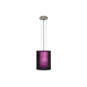 Besa Lighting 1KG Pahu 8 Transparent Purple/Opal Satin Nickel Pendant 