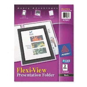 Avery® Flexi View Two Pocket Polypropylene Folder, Translucent Black 