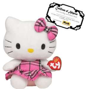   Kitty Beanie Buddy Pink Plaid with Adoption Certificate Toys & Games