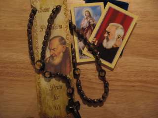 St. Padre Pio Cord Rosary with Wood Beads  