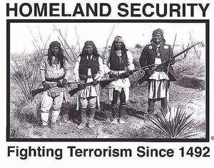 Original HOMELAND SECURITY American Indians Sticker Decal Fighting 