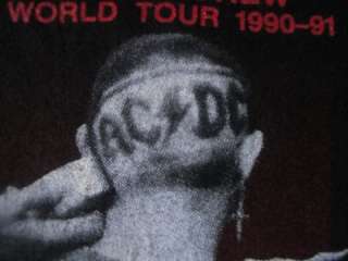 AC/DC ACDC Black Local Crew 1990 1991 World Tour T shirt Unworn 