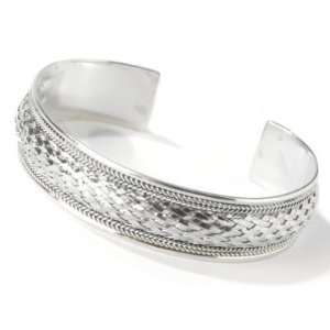  Sterling Silver 7 Braided Cuff Bangle Bracelet: Jewelry