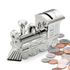    Personalized Silver plated Childs Train Bank Gift: Toys & Games