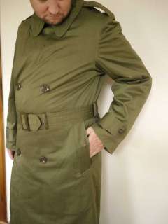 Vintage US ARMY Military Wool Lined Trench Rain OVERCOAT Small Regular 