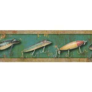 Wood Fishing Lure Wallpaper Border:  Home & Kitchen