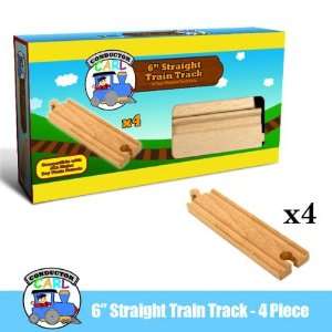  (4) 6 Inch Straight Wooden Train Tracks Toys & Games