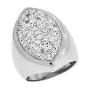  Womens Ring, Pear Shaped with Clear CZs In a Pave Setting 
