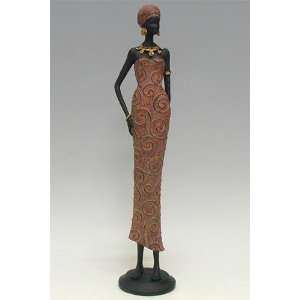 African Woman In Red Dress Collectible Decoration Figure Statue Model 