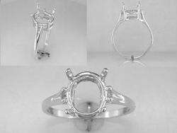 11 x 9 mm Oval Ring Setting 14kt White Gold  