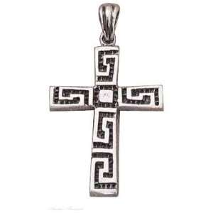   Silver Greek Key Design Christian Cross Charm Arts, Crafts & Sewing