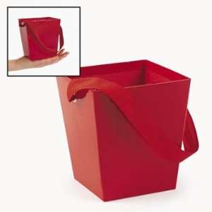  Red Buckets With Ribbon Handle   Party Decorations & Pails 