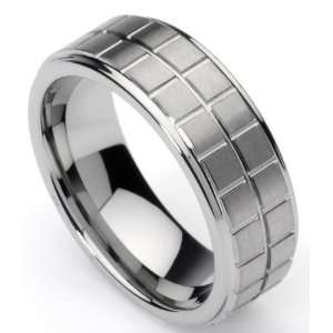  Mens Tungsten Ring/ Wedding Band, Boxed Design, Sizes 7 