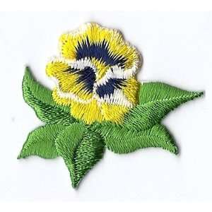  Flowers/Pansy, Yellow   Iron On Embroidered Applique 