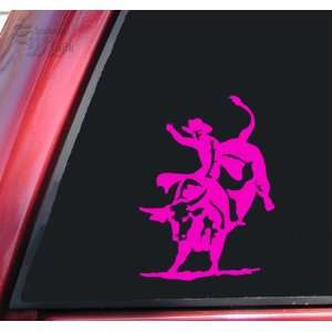 Bull Rider Riding Rodeo Vinyl Decal Sticker   Hot Pink