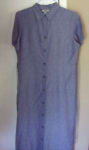 BICE by Sag Harbor Blue Linen SS Button Front Dress M  