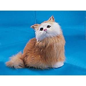 Cat Small Sitting Decoration Collectible Furry Kitty Figurine Handmade 