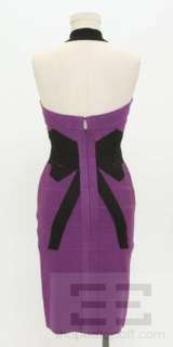 Herve Leger Purple & Black Bandage Halter Dress Size M  