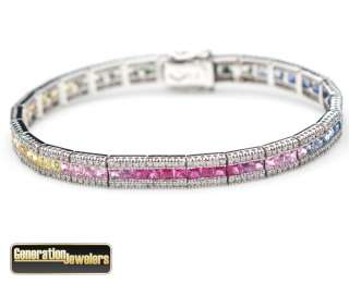 Amazing Gregg Ruth Multicolored Sapphire and Diamond Bracelet 18K 