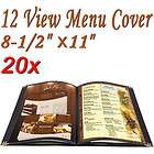 20x Menu Covers Non toxic 8.5x11 6 Page 12 Views Fold Black Double 