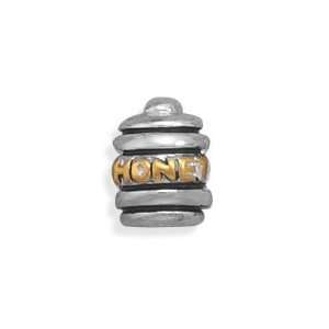 Honey Pot Two Tone 14K Gold Story Bead Slide on Charm Sterling Silver