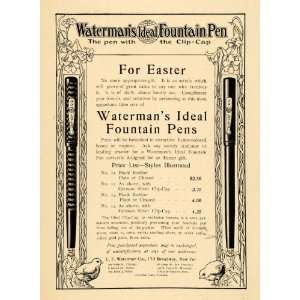  1906 Ad L. E. Watermans Fountain Pens Clip Cap Easter 