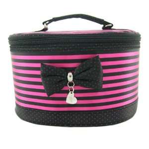  Bow & Stripe 3Pcs Cosmetic Bag Set Hot Pink S 7x5x4 M 8 