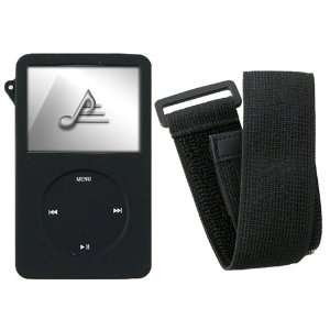 Black Silicone Case Compatible With iPod® Video 30GB +ARMBAND +STRAP