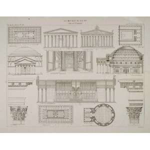   Roman Architecture Pantheon   Original Lithograph: Home & Kitchen