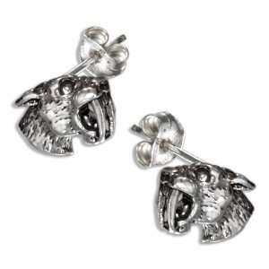  Sterling Silver Mini Saber Tooth Tiger Earrings Jewelry