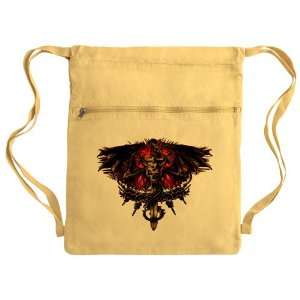  Messenger Bag Sack Pack Yellow Dragon Sword with Skulls 