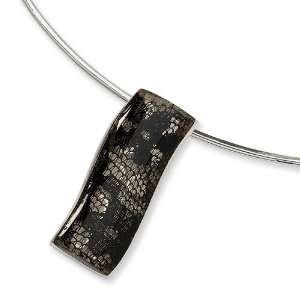    Sterling Silver Black Resin & Lace Slide Collar Necklace: Jewelry