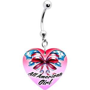  Heart Patriotic All American Girl Belly Ring: Jewelry