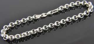   14K White Gold Polished Rolo Cable Link Chain Bracelet 7.5   