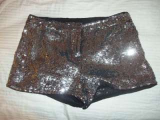 Forever 21 Silver SEQUINS Glitter Disco Dance Holiday Festive Shorts M 