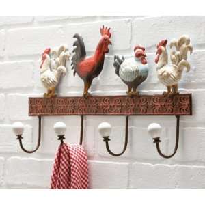   Country Hand Painted Rooster Embossed Wall Hooks 19 Home & Kitchen