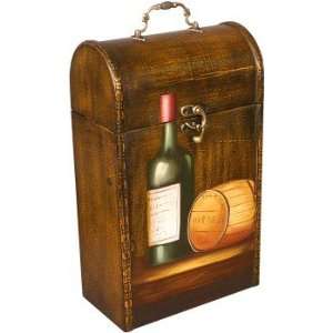  Wooden Hand Made & Hand Painted Wine Gift Box, Holds Two 